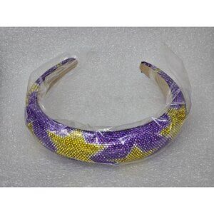 Purple & Yellow Star Embellished Headband With Rhinestones For Women